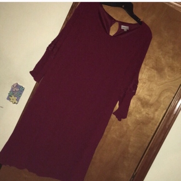 20W Avenue Crepe Crochet Quarter Sleeve Dress - Picture 4 of 10